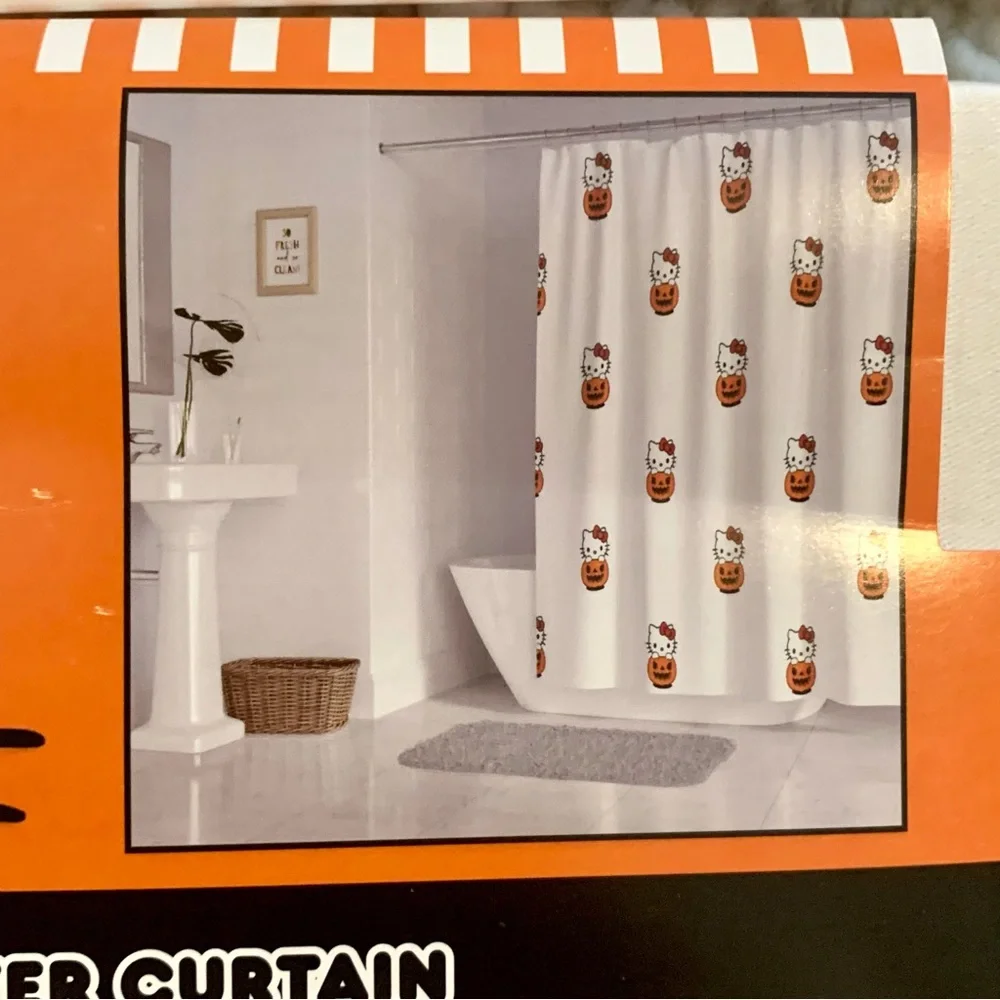 Hello Kitty with Jack O’Lantern Pumpkin 72” x 72” Halloween Shower Curtain
